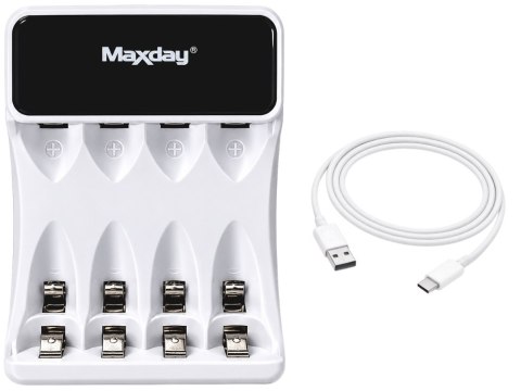 Ładowarka do akumulatorków aa aaa usb c lcd 4 sloty szybkie ładowanie