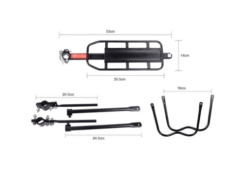 Bagażnik rowerowy tylny aluminium uniwersalny 50kg