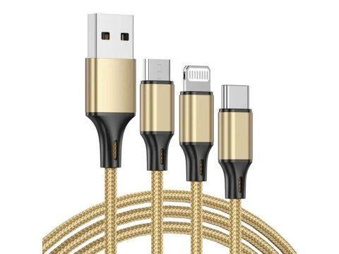 Kabel usb 3w1 do telefonu przewód lightning iphone micro usb type-c 1,2m