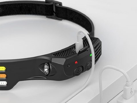 LATARKA CZOŁOWA CZOŁÓWKA LED AKUMULATOROWA USB Z CZUJNIKIEM RUCHU 3 PASKI