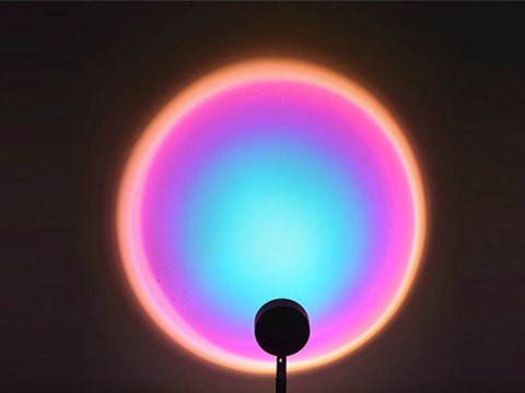 Projektor lampka zachód wschód imitacja słońca metalowa led rgb usb + pilot