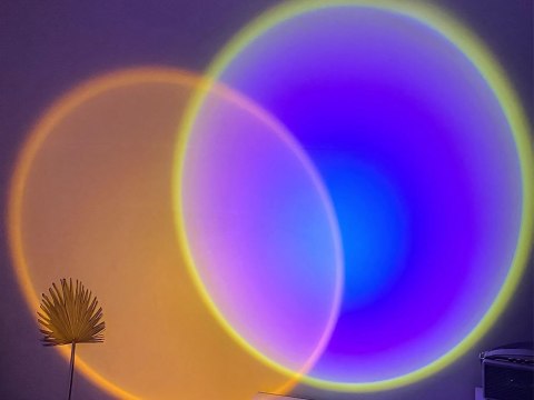 Projektor lampka zachód wschód imitacja słońca metalowa led rgb usb + pilot