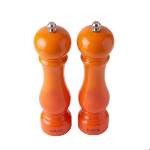 ZESTAW RĘCZNYCH MŁYNKÓW DO PIEPRZU I SOLI 22cm HAGE ORANGE