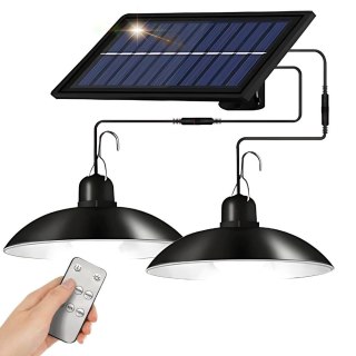 Lampa solarna led wisząca ogrodowa zewnętrzna z pilotem czujnik zmierzchu
