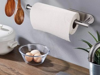 Uchwyt na ręcznik papierowy kuchenny samoprzylepny metalowy srebrny loft