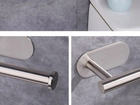 Uchwyt na ręcznik papierowy kuchenny samoprzylepny metalowy srebrny loft