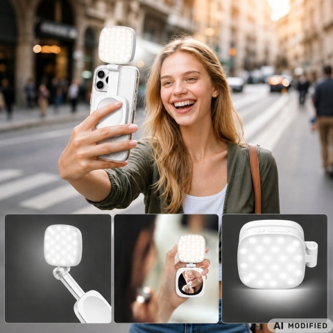 Lampa lampka led z lusterkiem magnes mafsafe do telefonu adapter