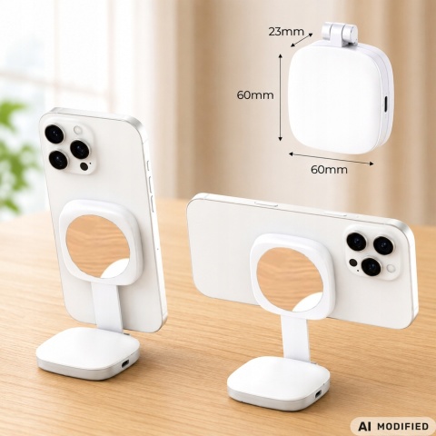 Lampa lampka led z lusterkiem magnes mafsafe do telefonu adapter