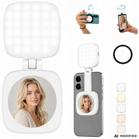 Lampa lampka led z lusterkiem magnes mafsafe do telefonu adapter
