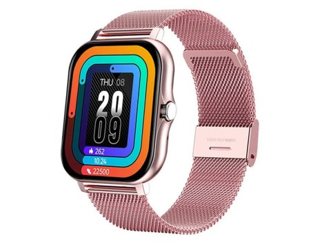 Smartwatch zegarek damski męski gumowy pasek sport bluetooth rozmowy różowy