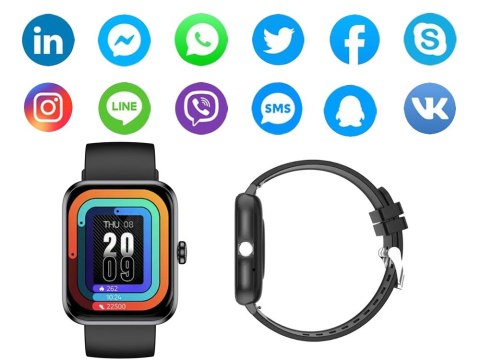 Smartwatch zegarek damski męski gumowy pasek sport bluetooth rozmowy różowy