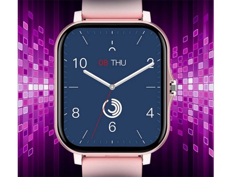 Smartwatch zegarek damski męski gumowy pasek sport bluetooth rozmowy różowy