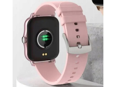 Smartwatch zegarek damski męski gumowy pasek sport bluetooth rozmowy różowy