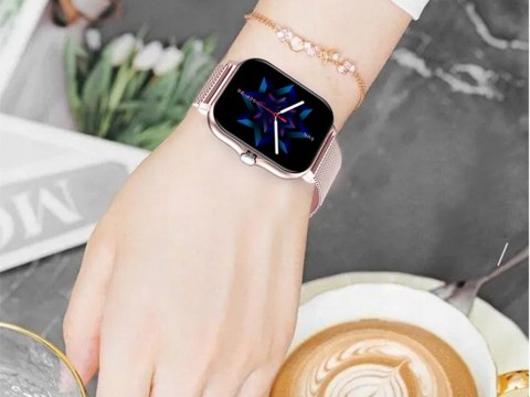 Smartwatch zegarek damski męski gumowy pasek sport bluetooth rozmowy różowy