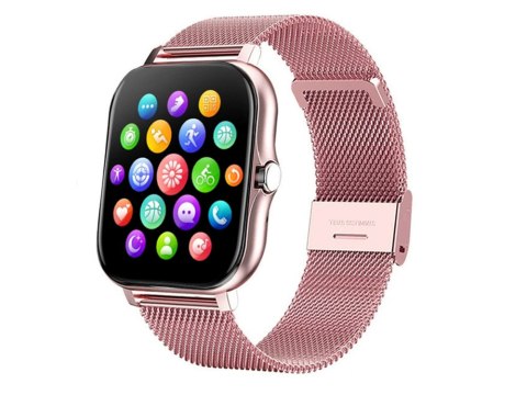 Smartwatch zegarek damski męski gumowy pasek sport bluetooth rozmowy różowy