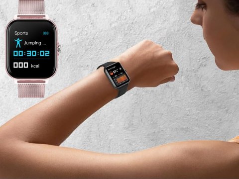 Smartwatch zegarek damski męski gumowy pasek sport bluetooth rozmowy różowy