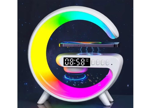 Lampka led rgb gamingowa ładowarka indukcyjna głośnik budzik radio zegar