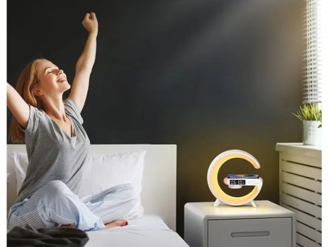 Lampka led rgb gamingowa ładowarka indukcyjna głośnik budzik radio zegar