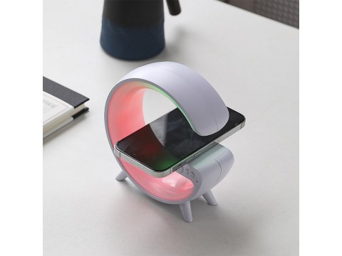 Lampka led rgb gamingowa ładowarka indukcyjna głośnik budzik radio zegar