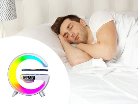 Lampka led rgb gamingowa ładowarka indukcyjna głośnik budzik radio zegar