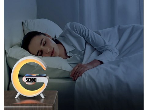 Lampka led rgb gamingowa ładowarka indukcyjna głośnik budzik radio zegar