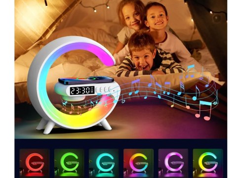 Lampka led rgb gamingowa ładowarka indukcyjna głośnik budzik radio zegar