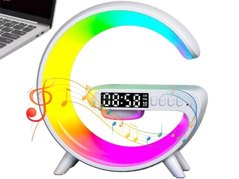Lampka led rgb gamingowa ładowarka indukcyjna głośnik budzik radio zegar