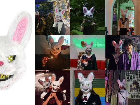 Maska na halloween królik upiorny stwór potwór przebranie strój psychopata
