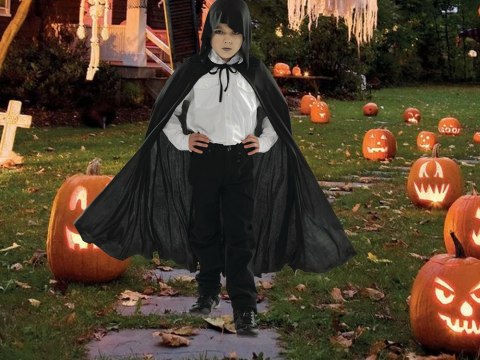 Peleryna halloween czarny płaszcz z kapturem przebranie strój dla dziecka
