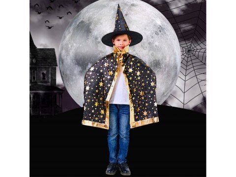 Strój przebranie kostium czarodziej czarodzieja halloween peleryna kapelusz