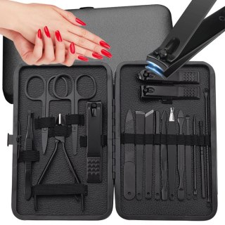 Zestaw do paznokci przybornik manicure pedicure etui cążki 18 elementów
