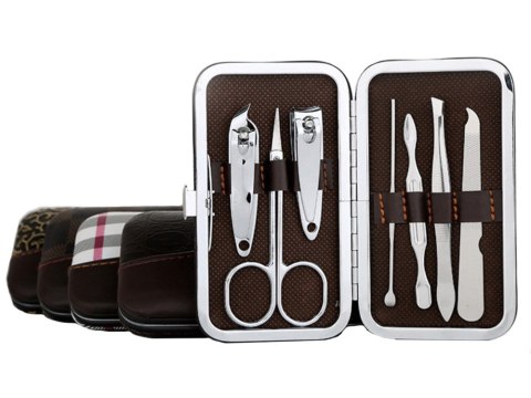 Zestaw do paznokci przybornik manicure pedicure etui cążki 7 elementów