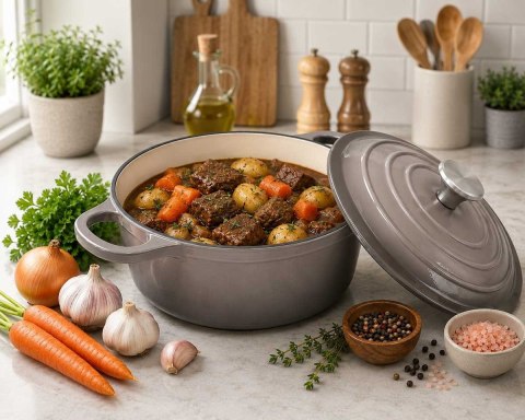 EMALIOWANY GARNEK ŻELIWNY 24cm 4,2L SZARY 7719