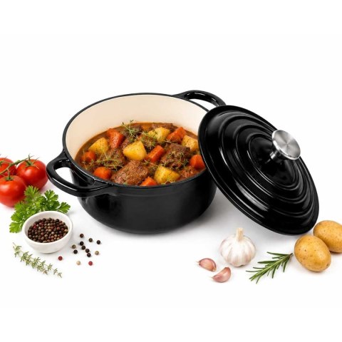 EMALIOWANY GARNEK ŻELIWNY 28cm 5,9L CZARNY 7729