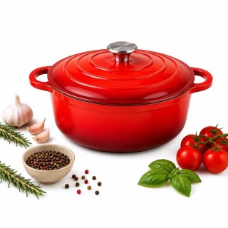 EMALIOWANY GARNEK ŻELIWNY 28cm 5,9L CZERWONY 7710
