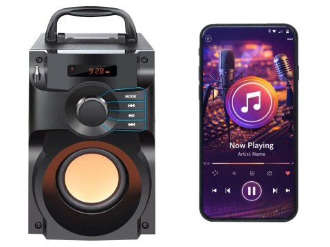 GŁOŚNIK BEZPRZEWODOWY BLUETOOTH PRZENOŚNY RADIO MOBILNY PILOT WYŚWIETLACZ