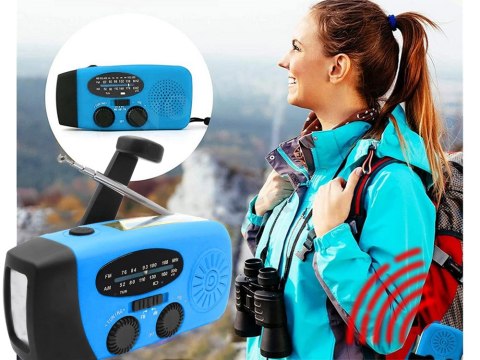 Radio latarka akumulatorowe solarne dynamo na korbkę powerbank usb awaryjne