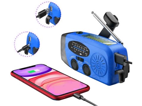 Radio latarka akumulatorowe solarne dynamo na korbkę powerbank usb awaryjne
