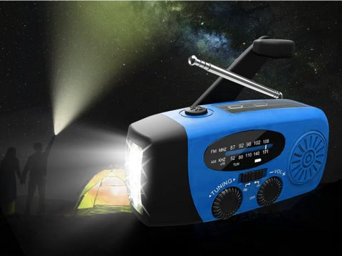Radio latarka akumulatorowe solarne dynamo na korbkę powerbank usb awaryjne