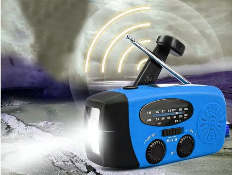 Radio latarka akumulatorowe solarne dynamo na korbkę powerbank usb awaryjne