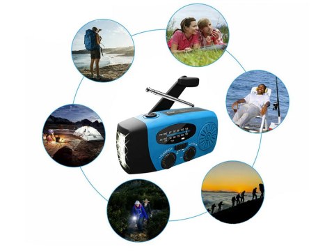 Radio latarka akumulatorowe solarne dynamo na korbkę powerbank usb awaryjne