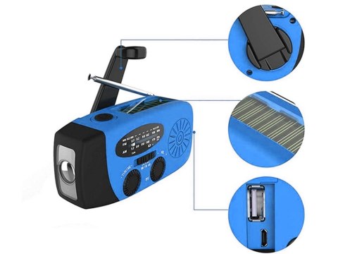 Radio latarka akumulatorowe solarne dynamo na korbkę powerbank usb awaryjne