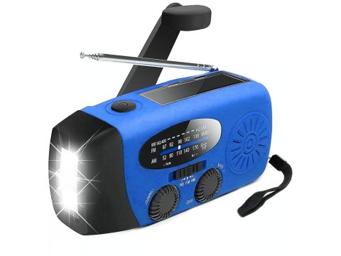 Radio latarka akumulatorowe solarne dynamo na korbkę powerbank usb awaryjne