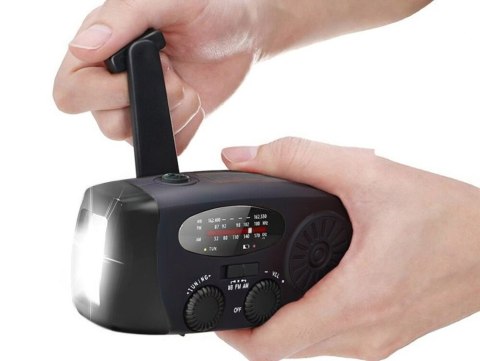 Radio latarka akumulatorowe solarne dynamo na korbkę powerbank usb awaryjne
