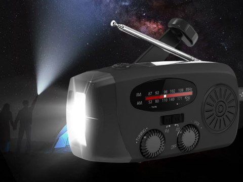 Radio latarka akumulatorowe solarne dynamo na korbkę powerbank usb awaryjne
