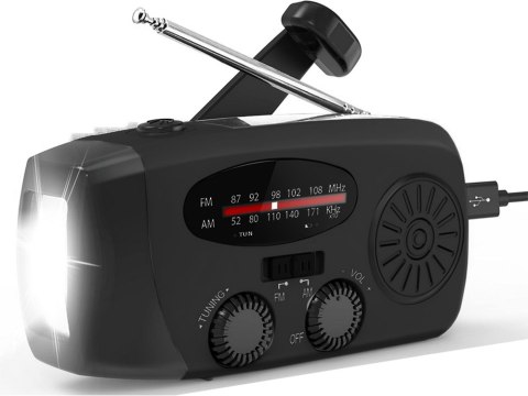 Radio latarka akumulatorowe solarne dynamo na korbkę powerbank usb awaryjne