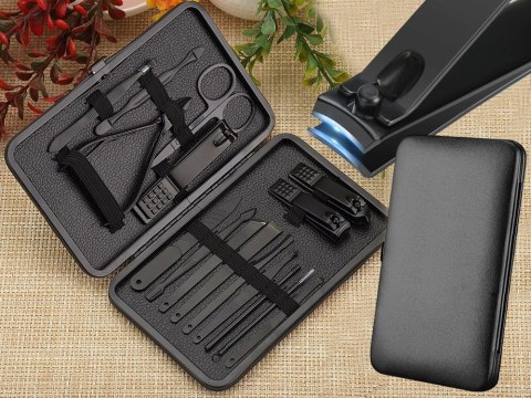 Zestaw do paznokci przybornik manicure pedicure etui cążki 18 elementów