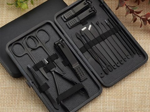Zestaw do paznokci przybornik manicure pedicure etui cążki 18 elementów