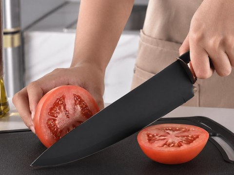 Zestaw noży kuchennych z przyborami i deską 12el blok stojak noży komplet