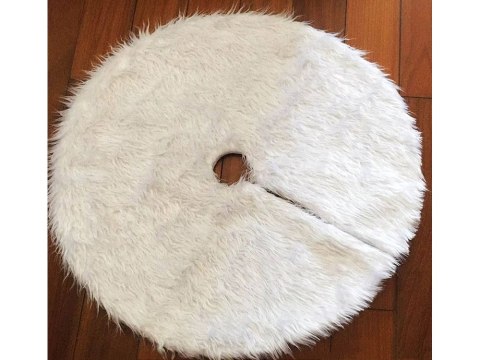 Dywanik pod choinkę na święta mata futerko biały okrągły 90cm okrągły